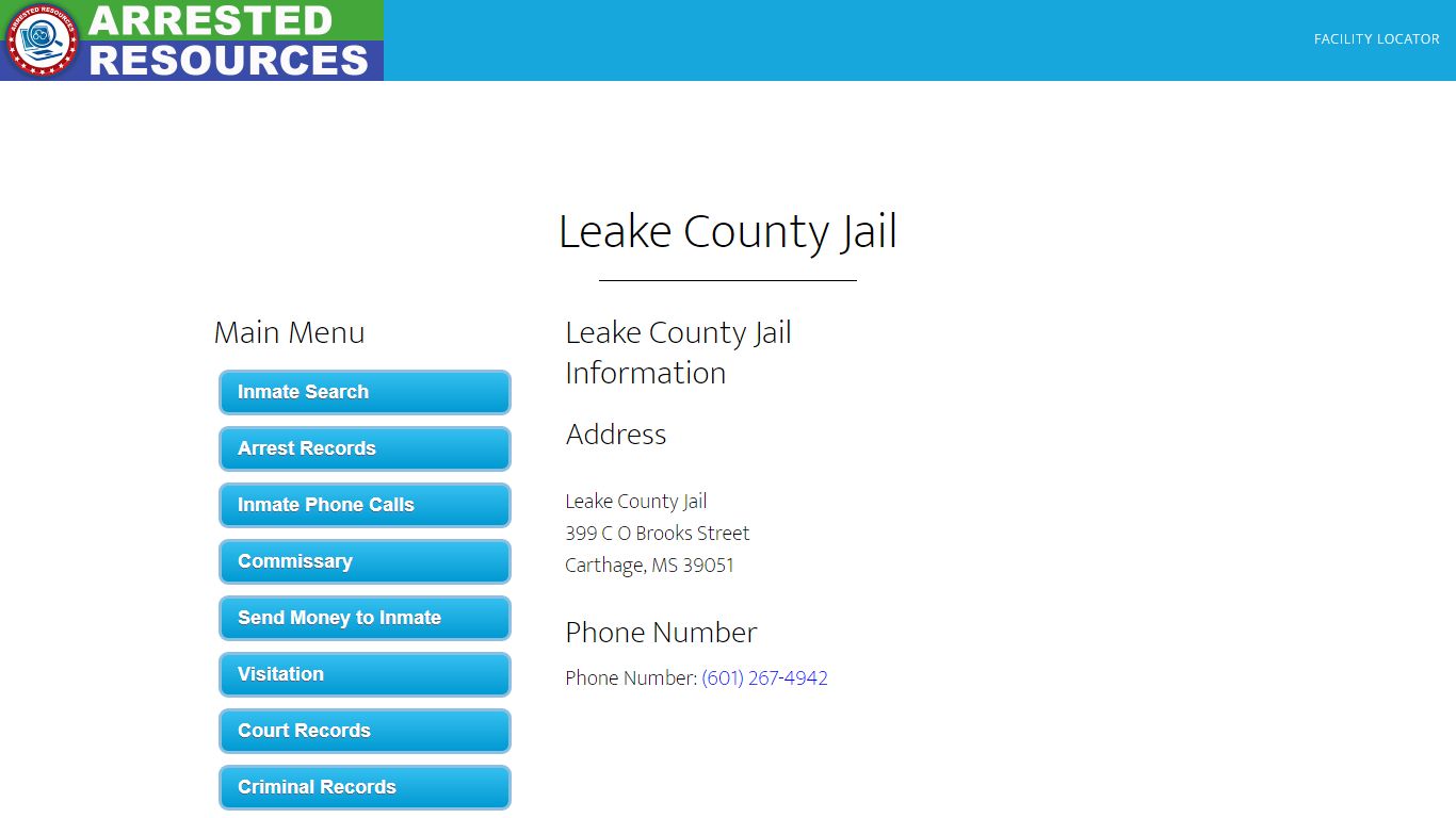 Leake County Jail - Inmate Search - Carthage, MS
