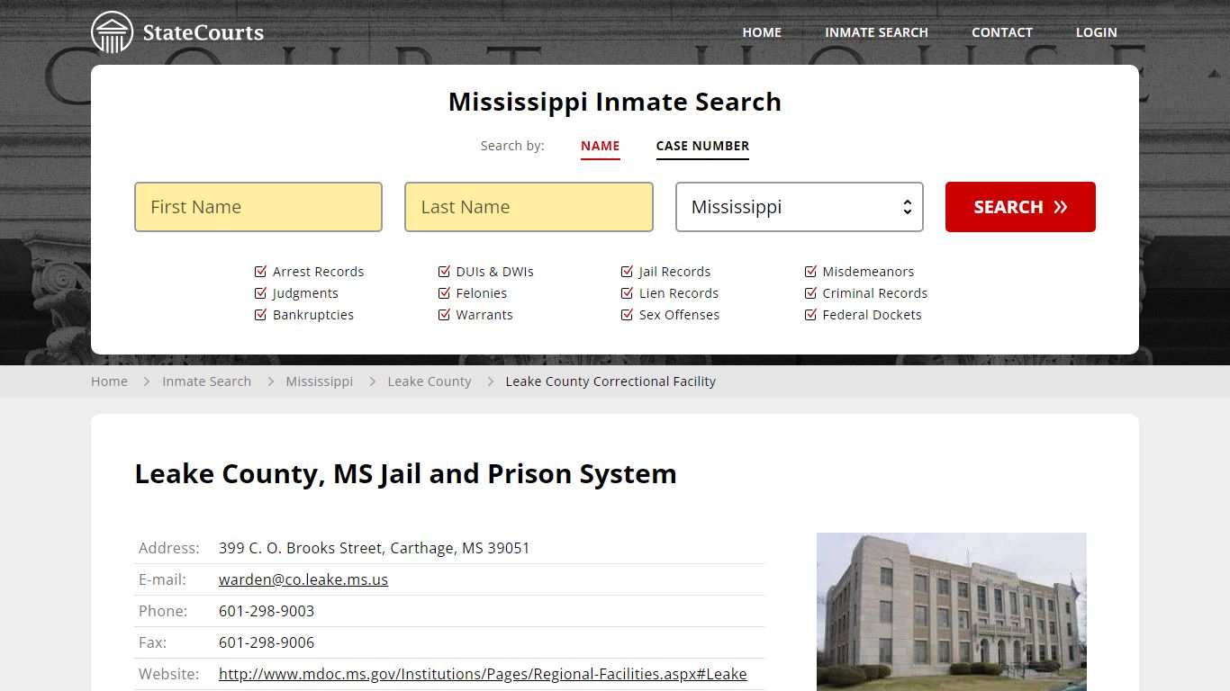 Leake County, MS Jail and Prison System - State Courts